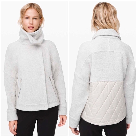 LULULEMON Show Me The Sherpa Fleece Wool Silk Blend Jacket 8 - Picture 1 of 15